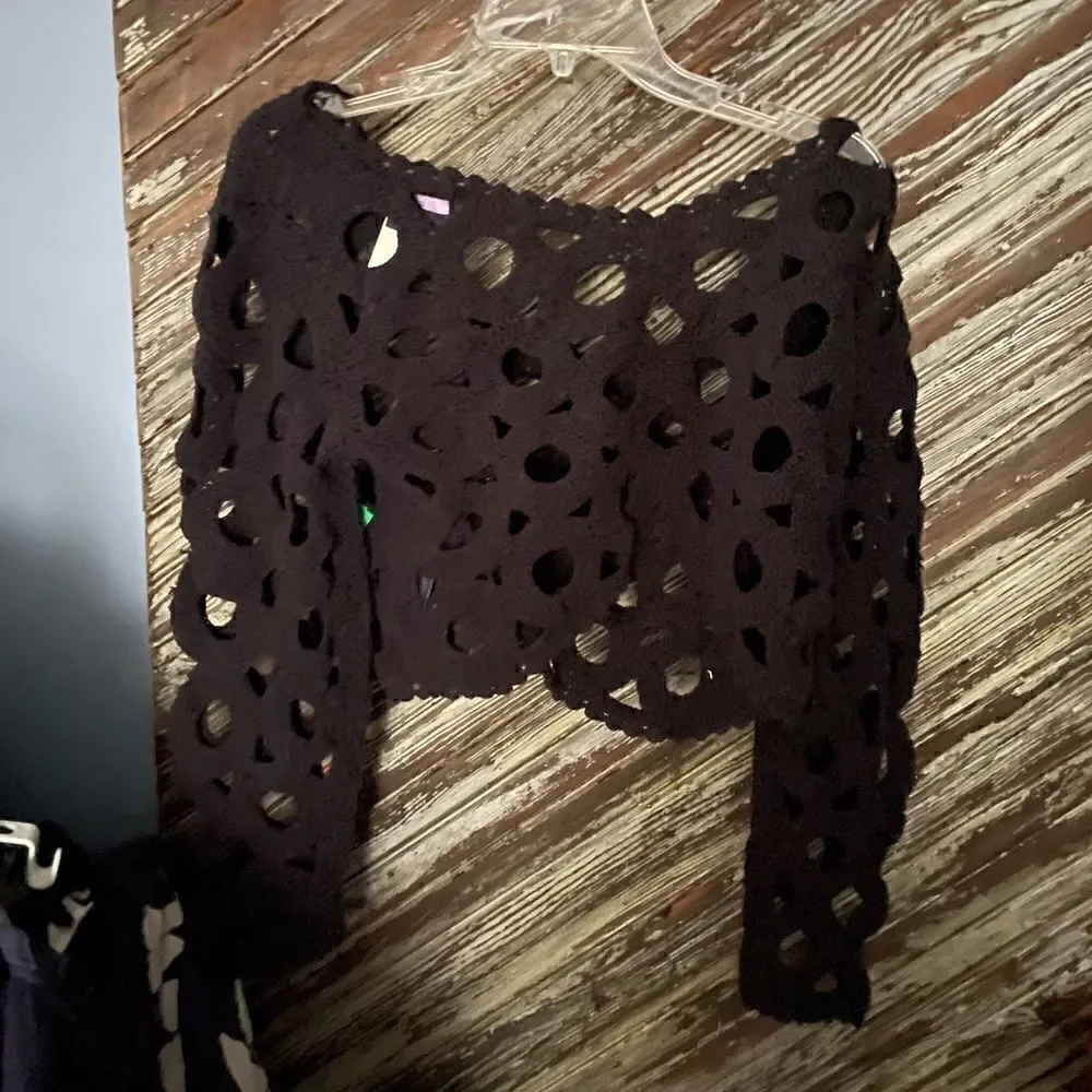 Anthropologie crocheted cut out topper
